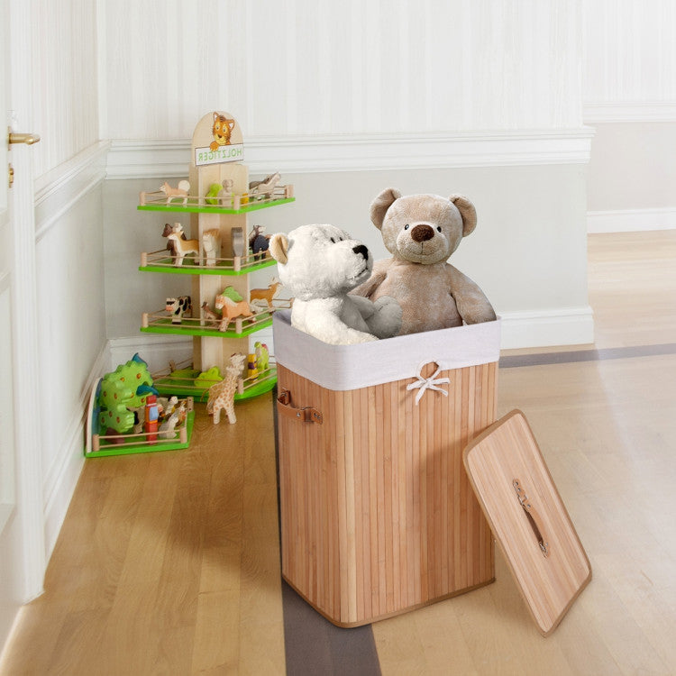 Bamboo Laundry Basket 19GAL with Handles and Lid