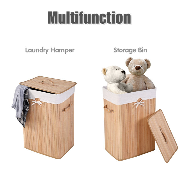 Bamboo Laundry Basket 19GAL with Handles and Lid