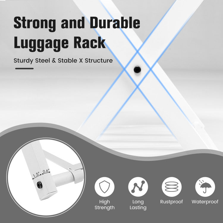 Space Saving Folding Suitcase Stands Set of 2 (White)
