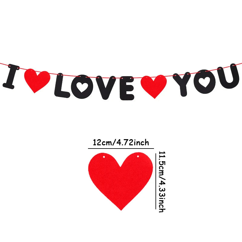 I Love You Valentine Day Banner Love Heart Paper Banners