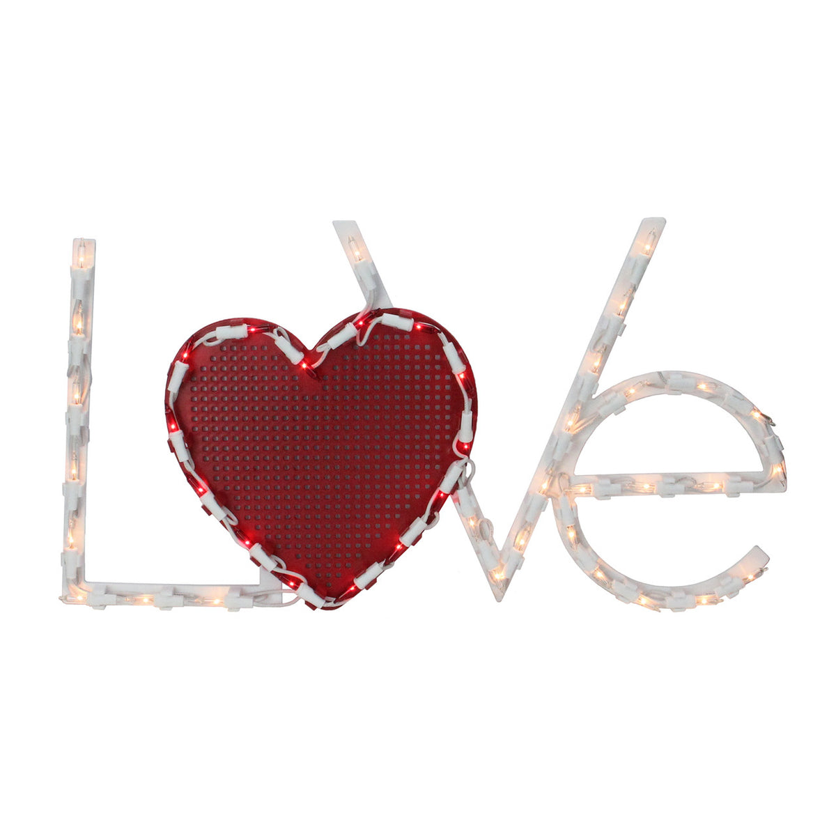 LOVE with Heart Valentine&#39;s Day Window Lighted Silhouette, 17&quot; Red White Light Decoration