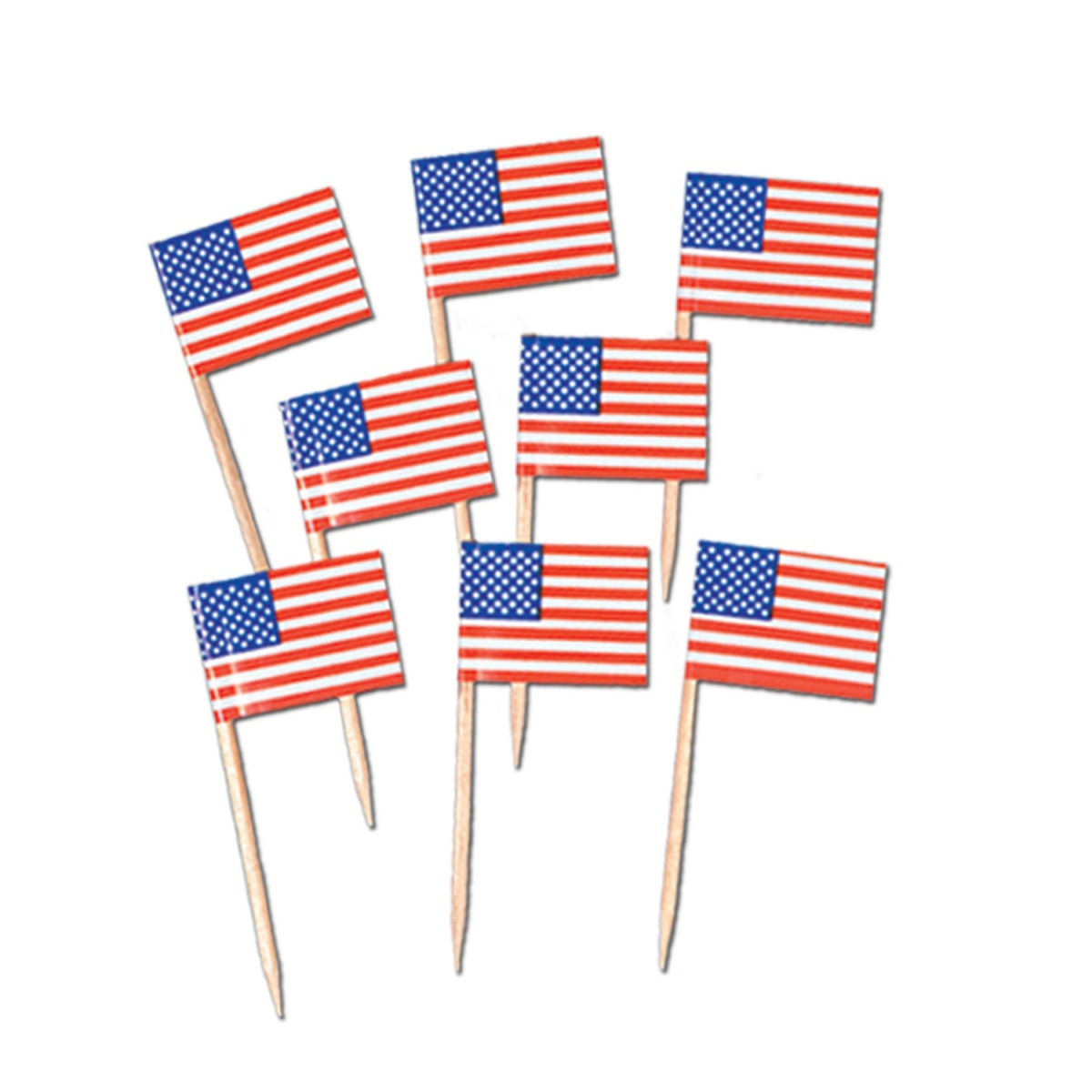 Pack of 12 Patriotic US Flag Food Drink Party Picks