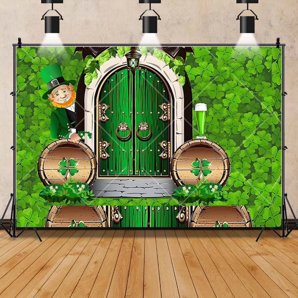 Green Clover Shamrocks Leprechaun Party Backdrop