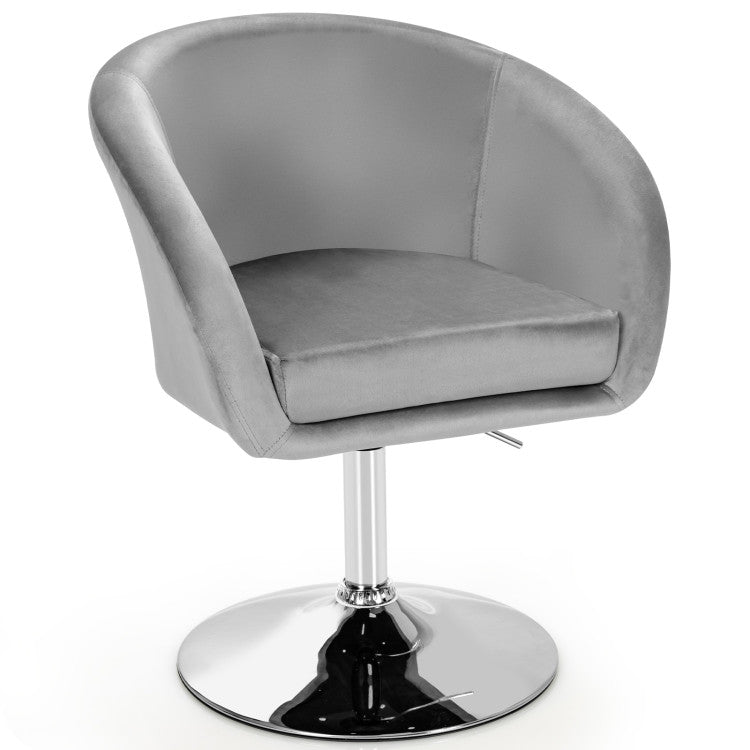 Swivel Accent Chair Round Back Chrome Makeup Chair (Gray)