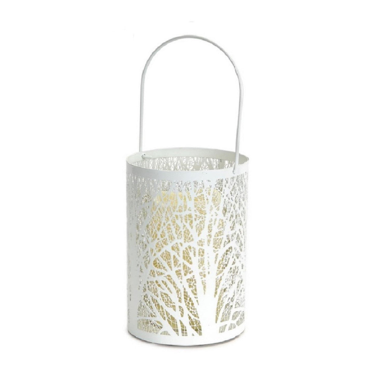 8" White Tree LED Candle Lantern Timer