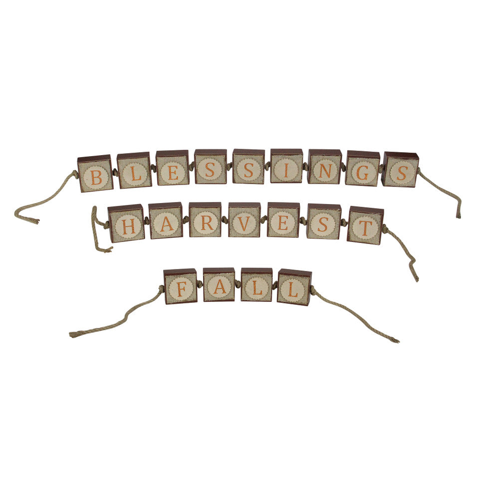 Inspirational Fall Harvest Wooden Blocks Set of 3 Thanksgiving Tabletop Accent