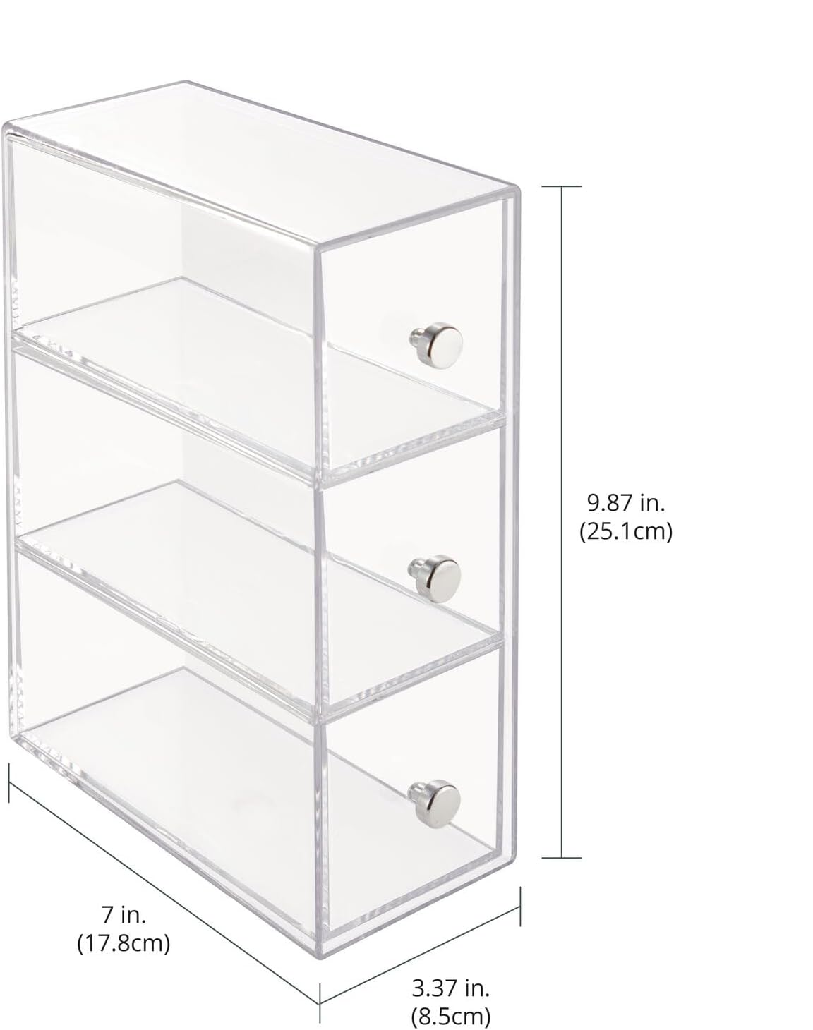 Stackable Plastic Kitchen Pantry Storage Organizer Container Station with 3 Drawers, Clear