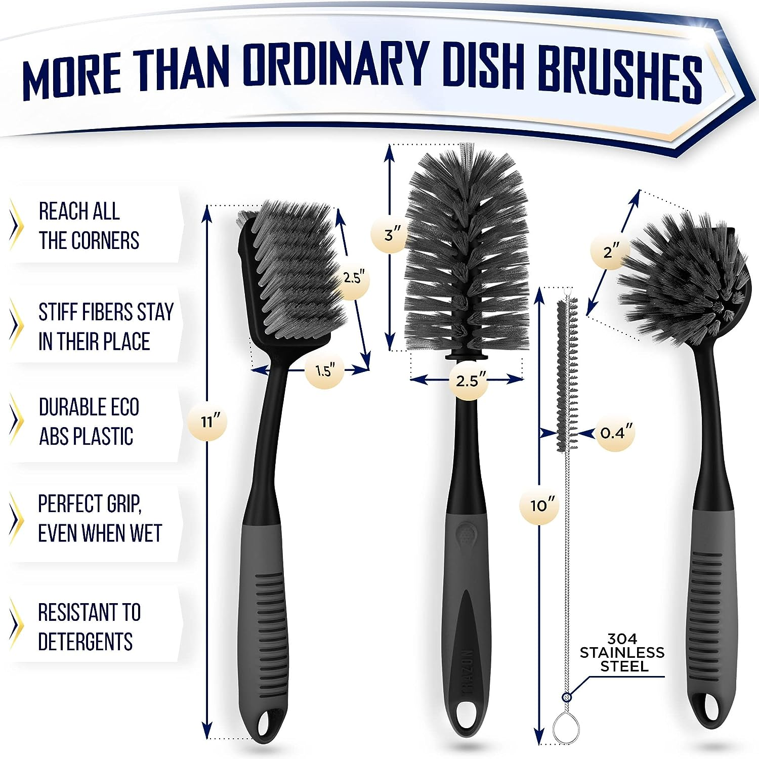 Dish Brush Set of 4 with Bottle Water Brush