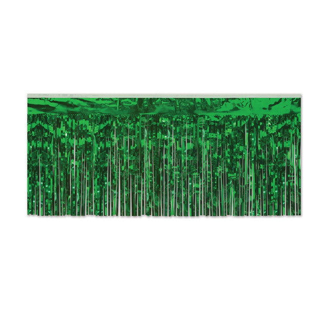 Pack of 6 Green Hanging Metallic Fringe Drape Decorations 10 Foot