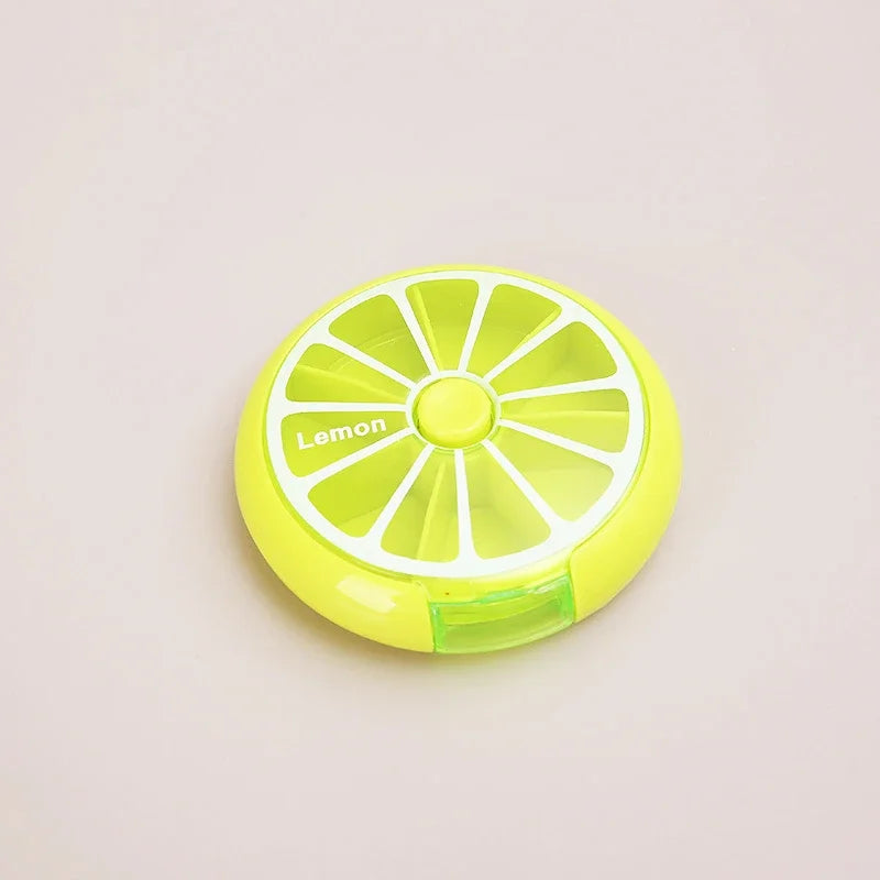 7 Day Pill Organizer Portable Storage Mini Medicine Container (Lemon)