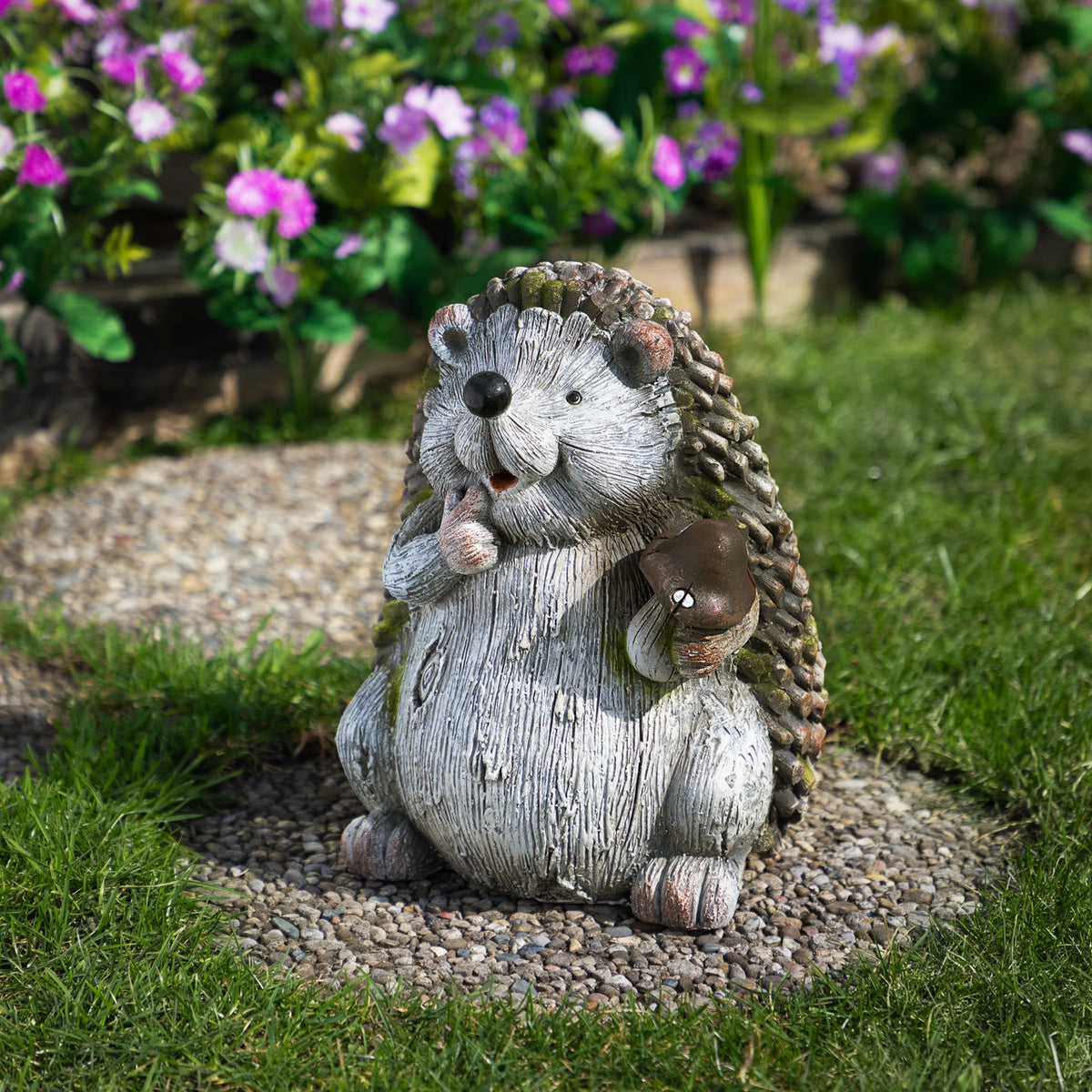 Hedgehog with Mushroom Outdoor Garden Statue for Outdoor Decoration