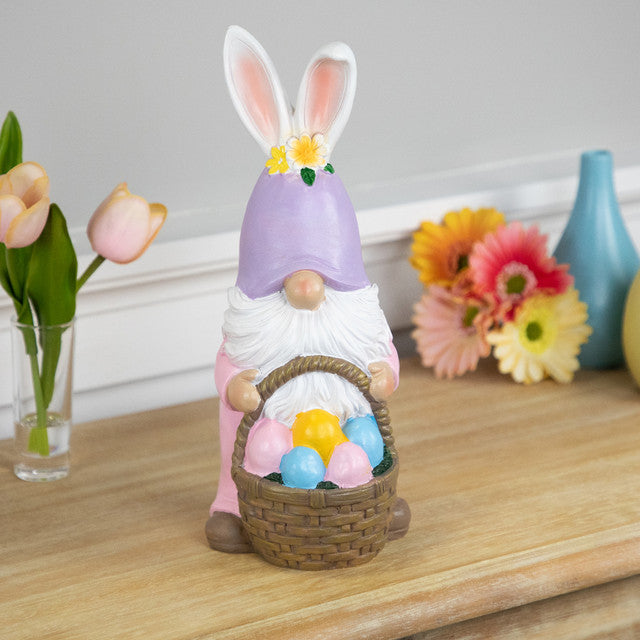 Easter Bunny Gnome with Egg Basket Figurine 11.5&quot; for Decoration