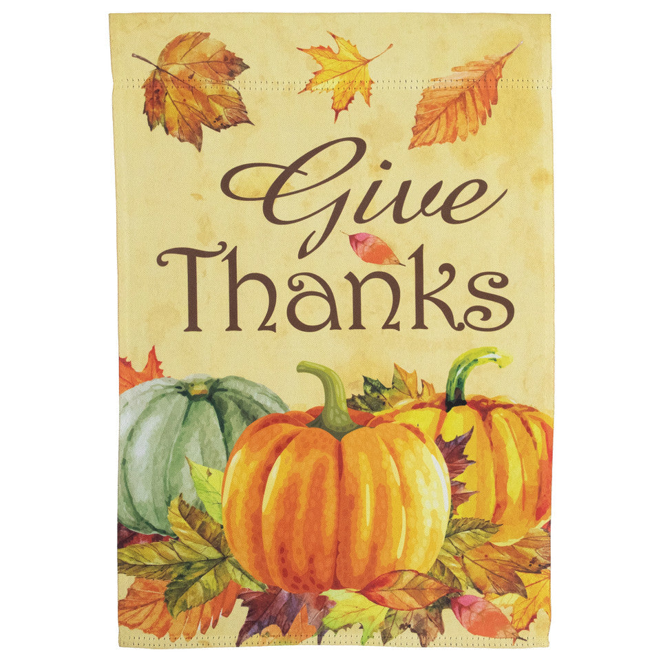 Give Thanks Outdoor Pumpkins and Leaves Decor 18&quot; x 12.5&quot;