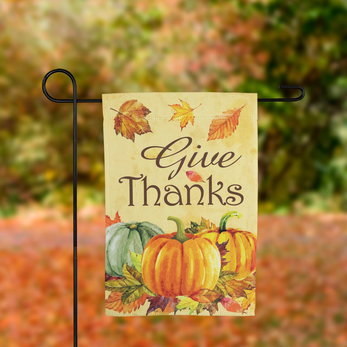 Give Thanks Outdoor Pumpkins and Leaves Decor 18&quot; x 12.5&quot;