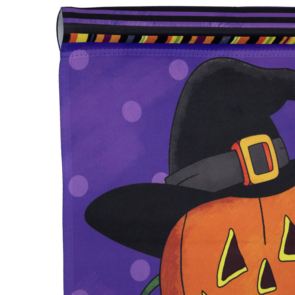 Jack-O-Lantern in Witches Hat Outdoor Halloween Flag