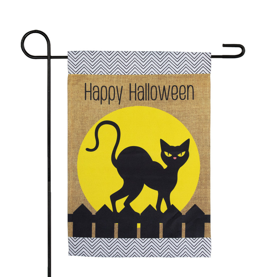 Happy Halloween Black Cat Garden Flag (18" x 12.5")