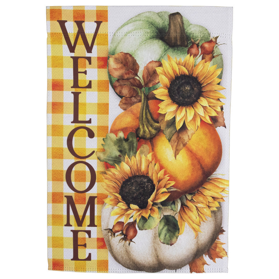 Welcome Fall Harvest Garden Flag Outdoor Pumpkins and Sunflowers Decor (18&quot; x 12.5&quot;)