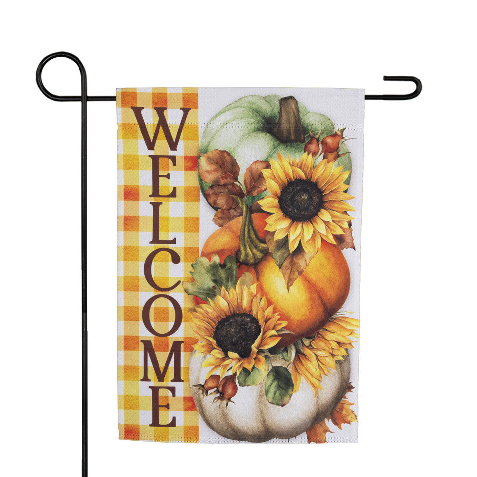 Welcome Fall Harvest Garden Flag Outdoor Pumpkins and Sunflowers Decor (18&quot; x 12.5&quot;)