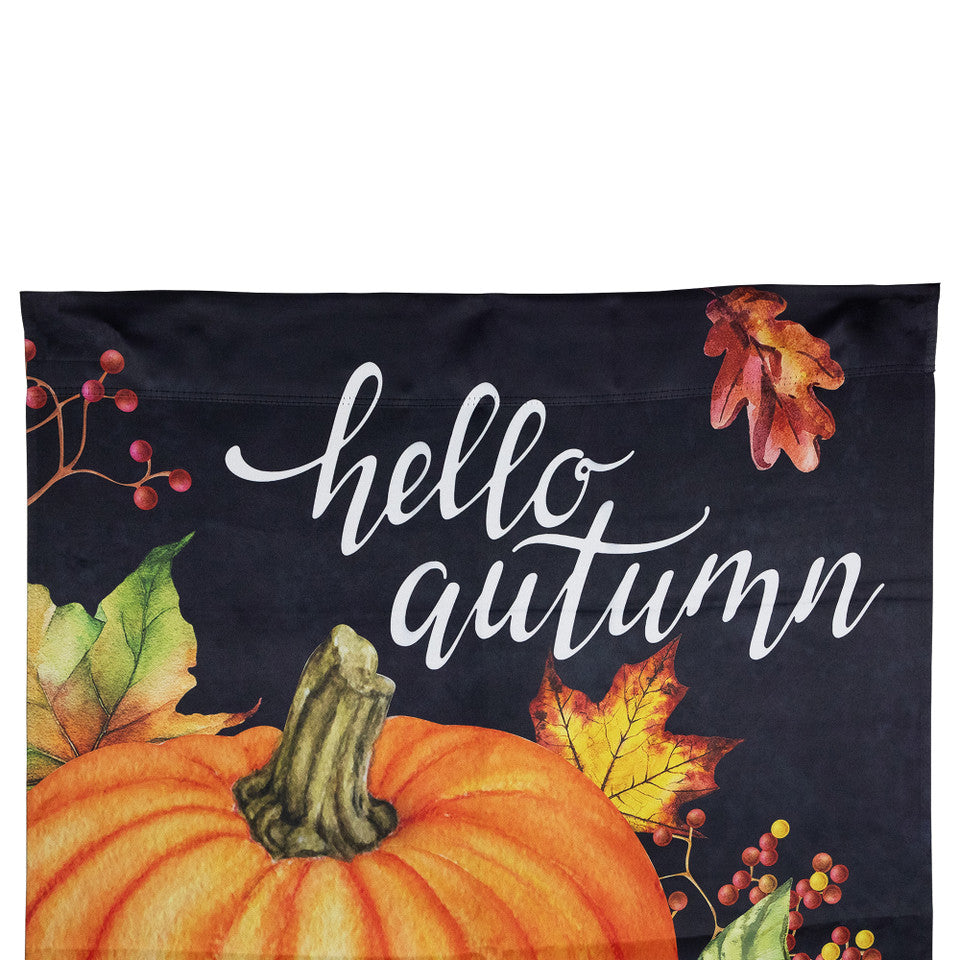 Hello Autumn Outdoor Fall Harvest Decor with Pumpkins and Sunflowers (40" x 28")