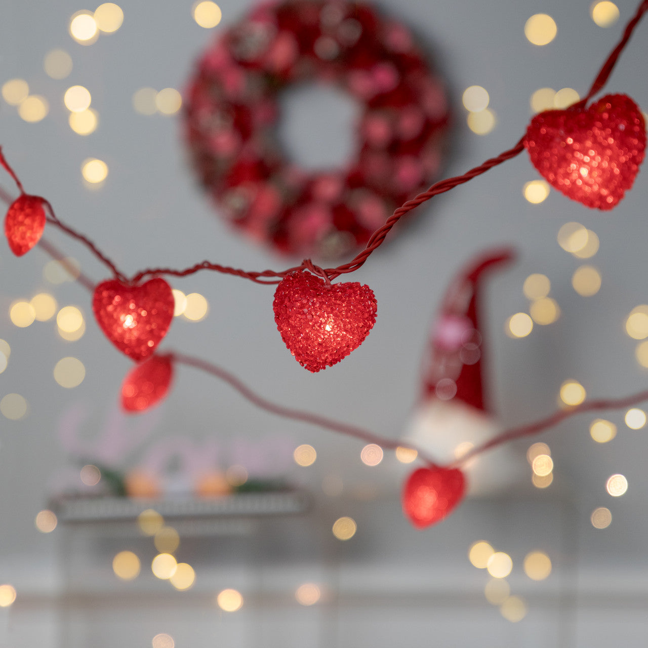 Heart String Lights 10 Count Valentine's Day Decorations, 7.5Ft