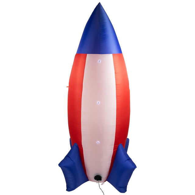 8&#39; LED Lighted Inflatable Americana Rocket Outdoor Decoration