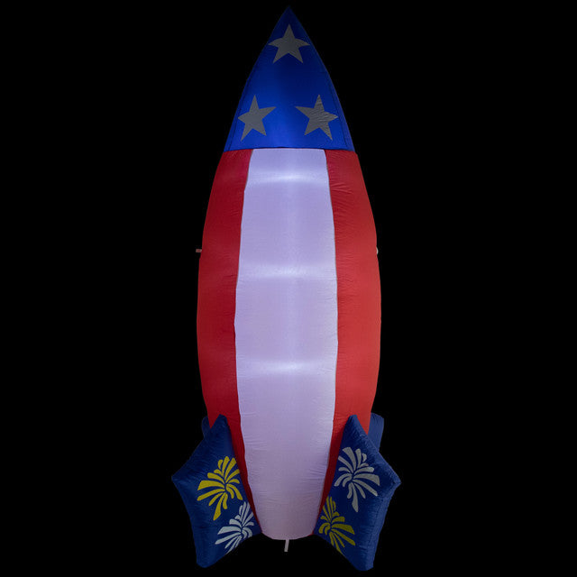 8&#39; LED Lighted Inflatable Americana Rocket Outdoor Decoration