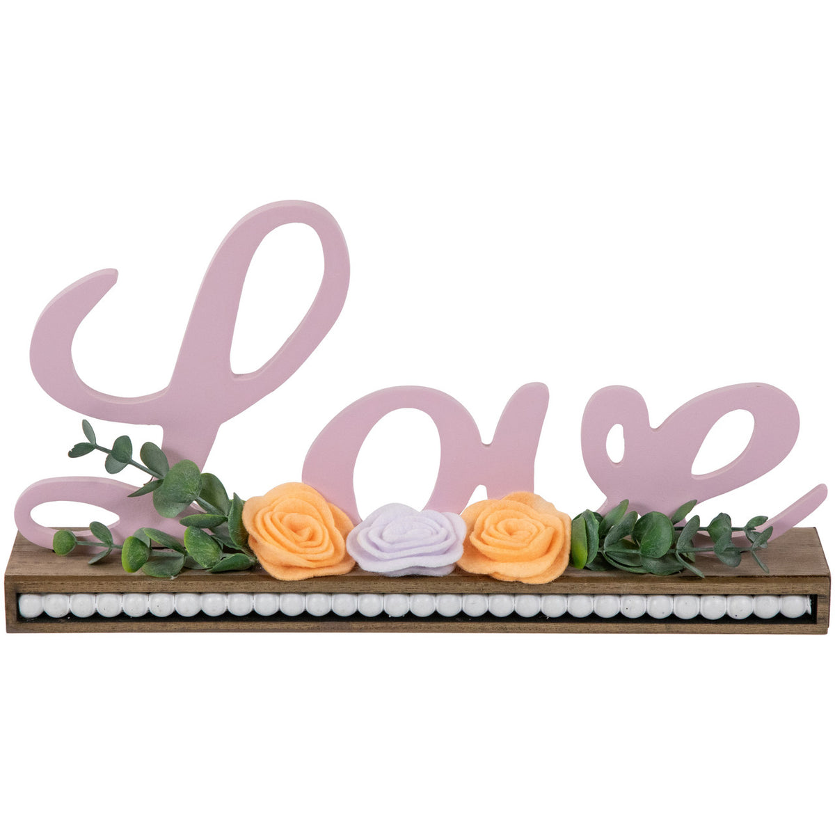 Love with Flowers Wooden Valentine&#39;s Day Sign 11.25&quot; For Decoration