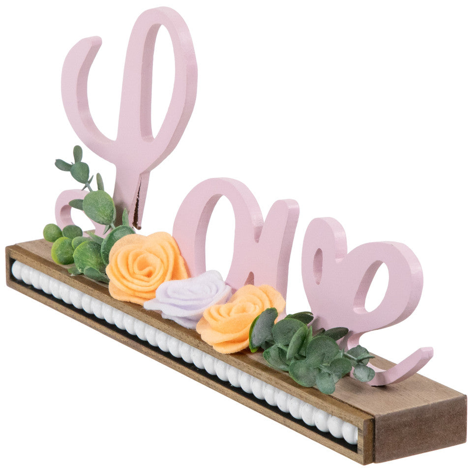 Love with Flowers Wooden Valentine&#39;s Day Sign 11.25&quot; For Decoration