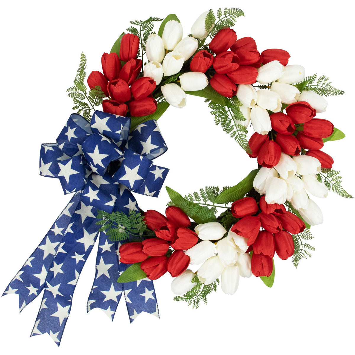 24&quot; Tulip Patriotic Wreath with Star Bow