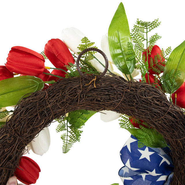 24&quot; Tulip Patriotic Wreath with Star Bow