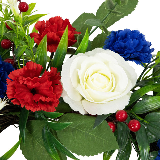 24" Artificial Carnations Roses Patriotic Wreath