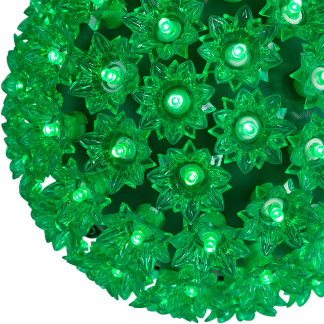 LED Lighted Starlight Sphere Outdoor Hanging Decoration 7.5 Inch Green Lights