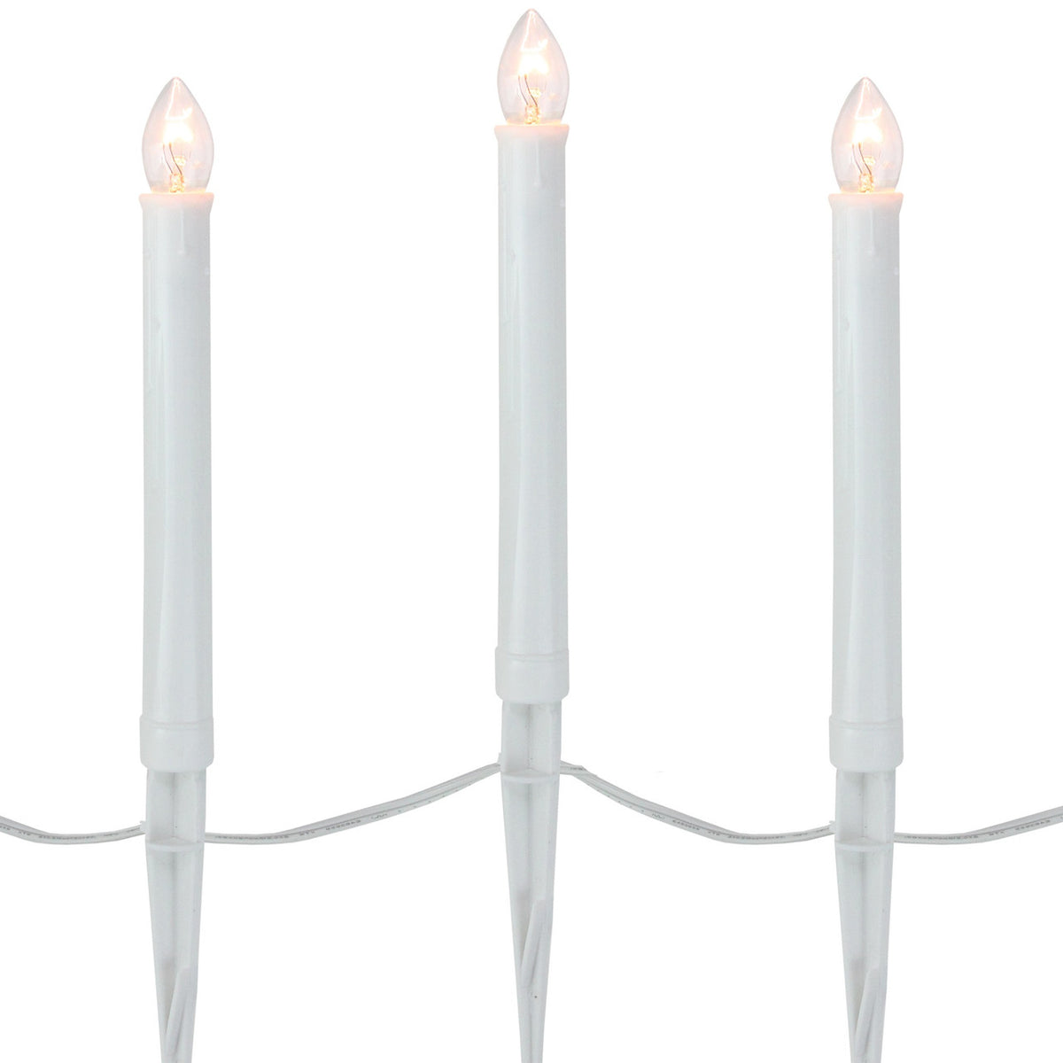 Candle Pathway 10-Count White C7 Christmas Lights, White Wire