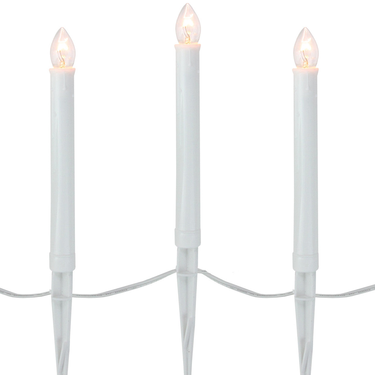 Candle Pathway 10-Count White C7 Christmas Lights, White Wire