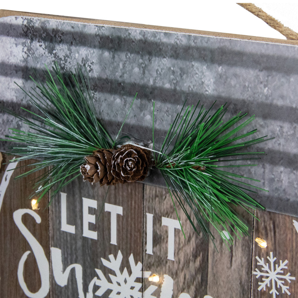 Snowman Mason Jar Let It Snow Christmas Wall Sign 13.5"