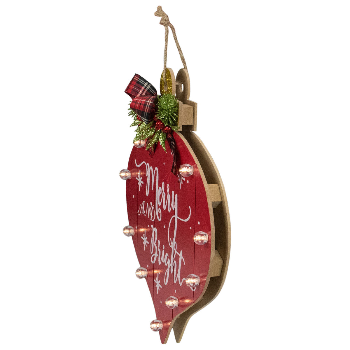 Christmas Sign 13.75&quot; Red Onion Ornament &quot;Merry And Bright&quot;