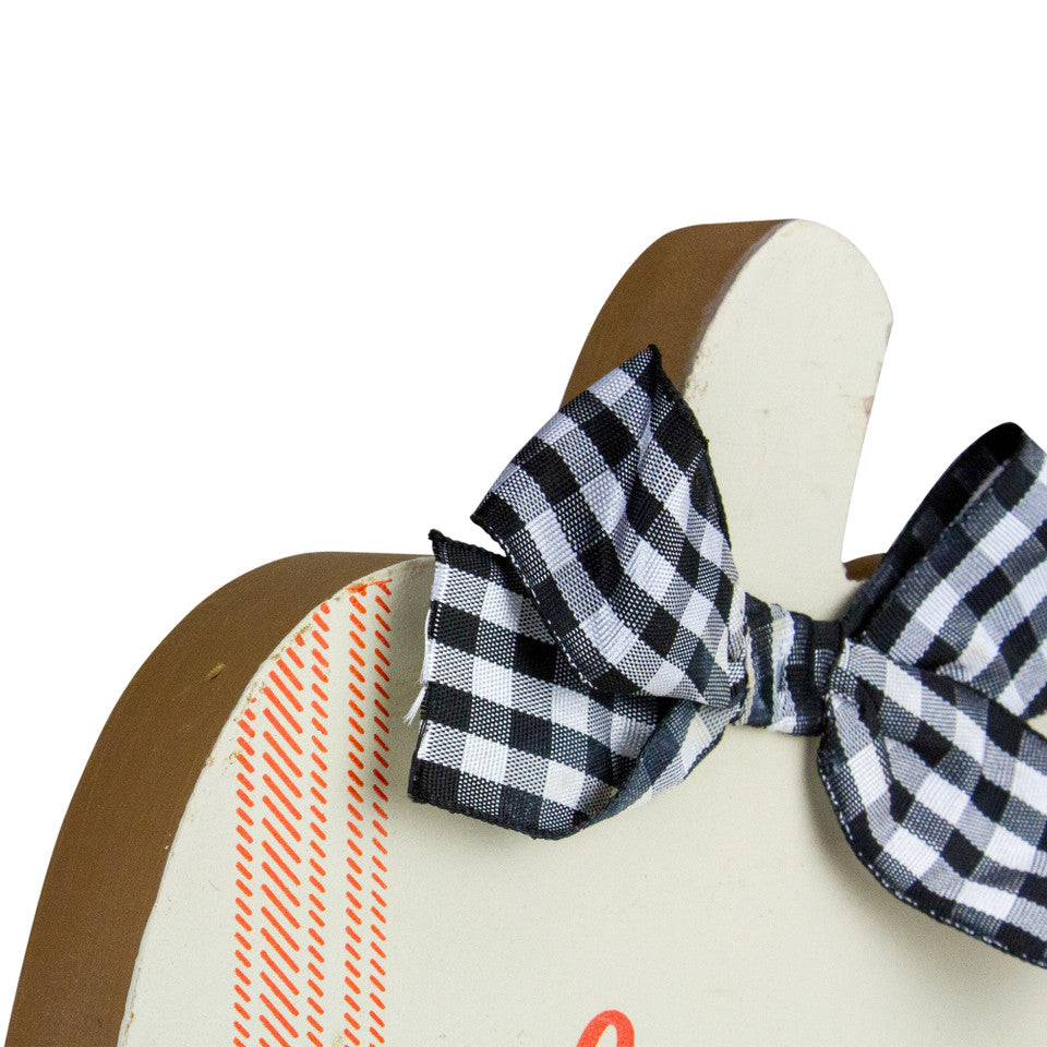 Welcome Fall Hi Pumpkin Hanging Plaques with Bows 8&quot; Rustic Wooden Fall Decor Set