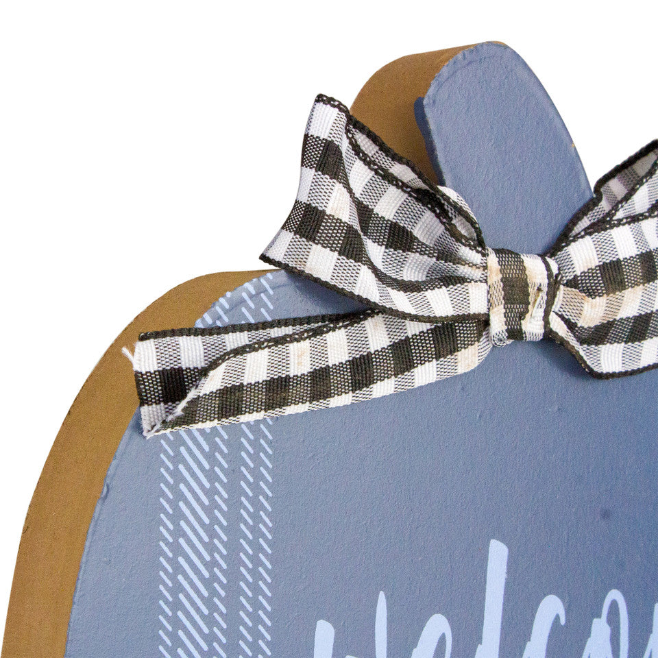 Welcome Fall Hi Pumpkin Hanging Plaques with Bows 8&quot; Rustic Wooden Fall Decor Set