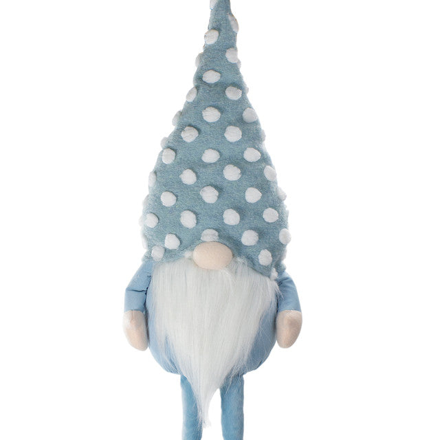 Spring Gnome 34&quot; Blue White Polka Dot Hat Decor