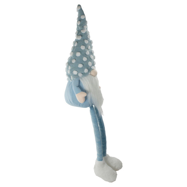 Spring Gnome 34&quot; Blue White Polka Dot Hat Decor