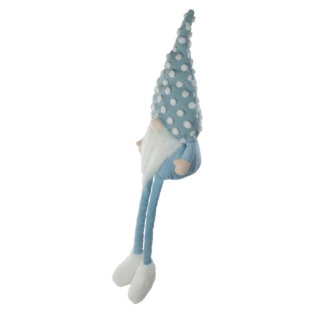 Spring Gnome 34&quot; Blue White Polka Dot Hat Decor