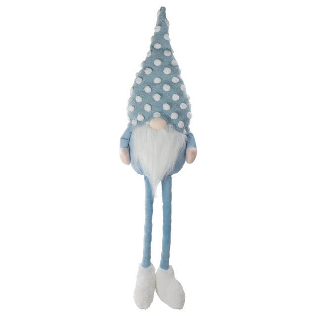 Spring Gnome 34&quot; Blue White Polka Dot Hat Decor