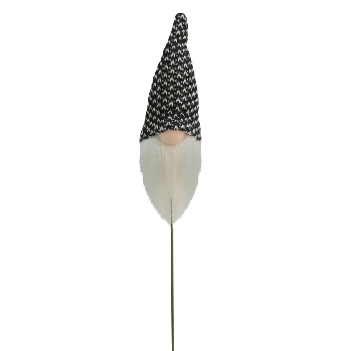 Modern Christmas Decor 12.5&quot; Santa Gnome Head Pick Tweed Accent (Black and White)