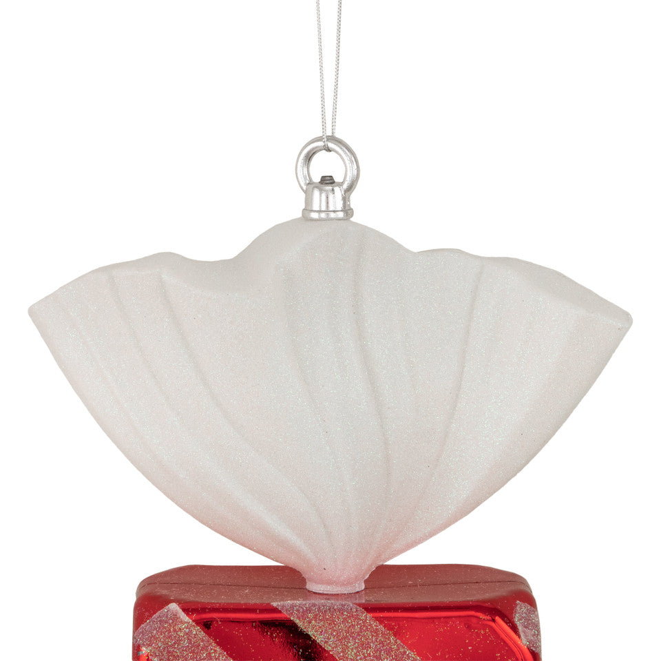 Shatterproof Commercial Christmas Ornament – 18" Large Wrapped Candy Decoration with Striped Glitter Finish