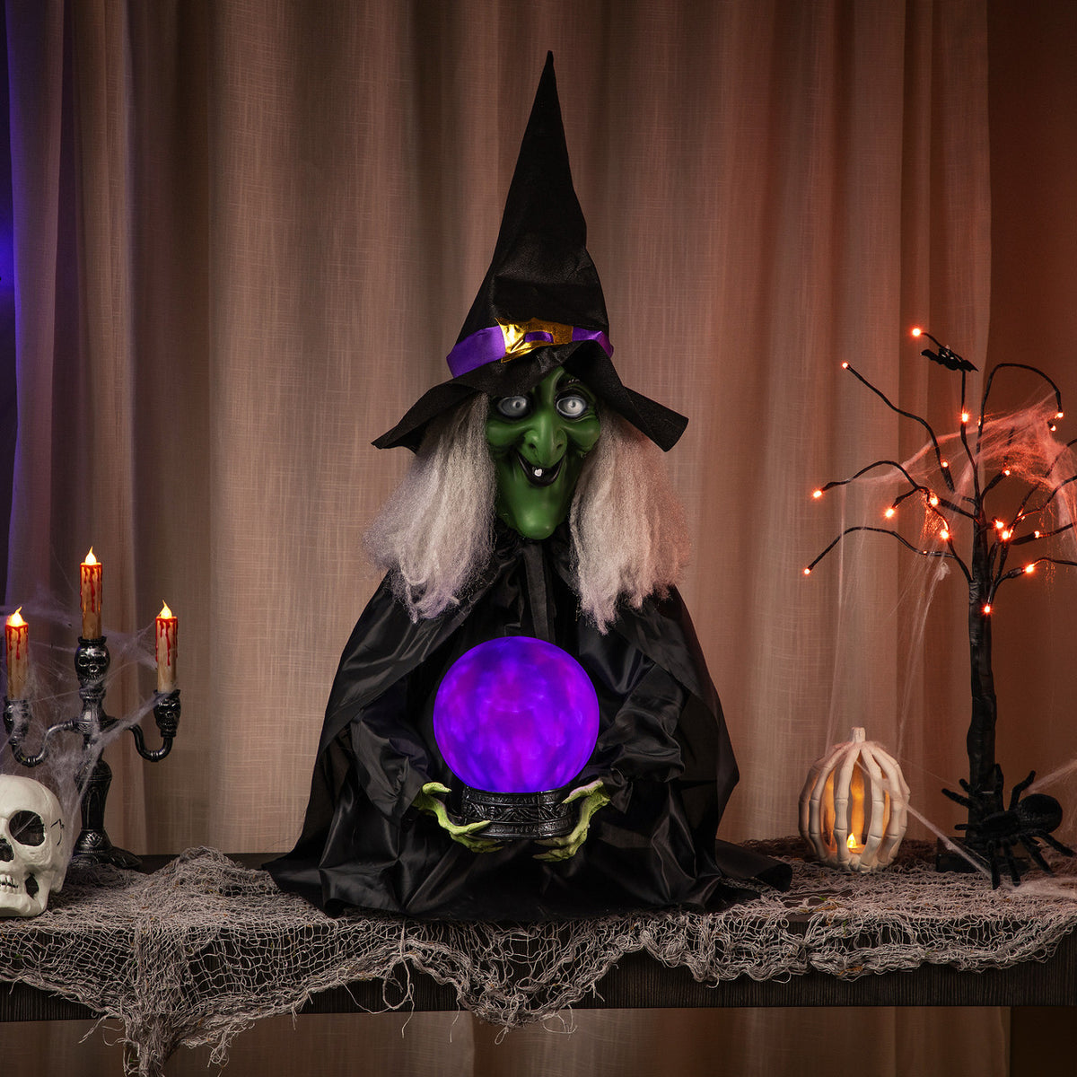 Spooky Fortune Telling Witch with Lights - 26 inches