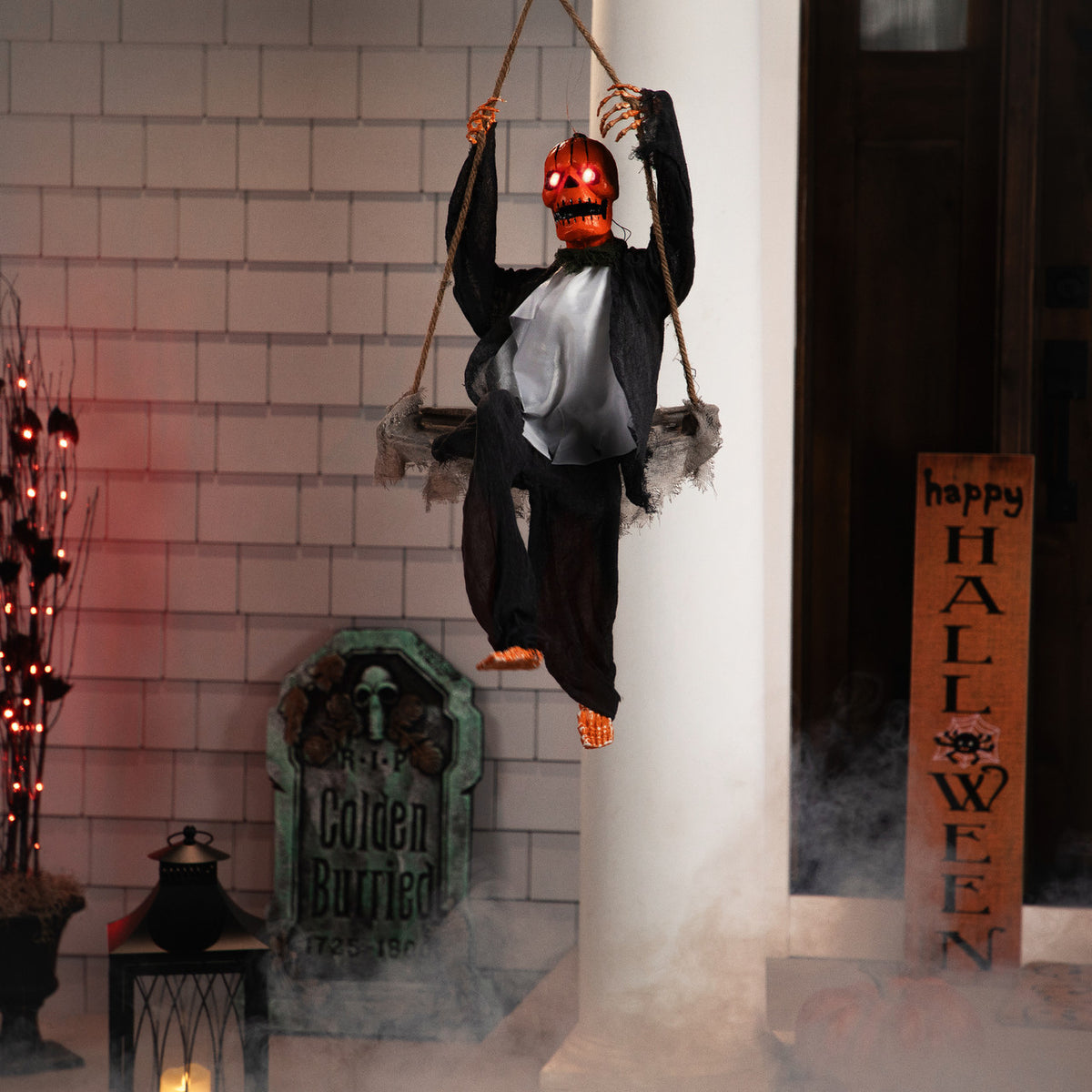 30&quot; Animated Swinging Pumpkin Man Halloween Decoration