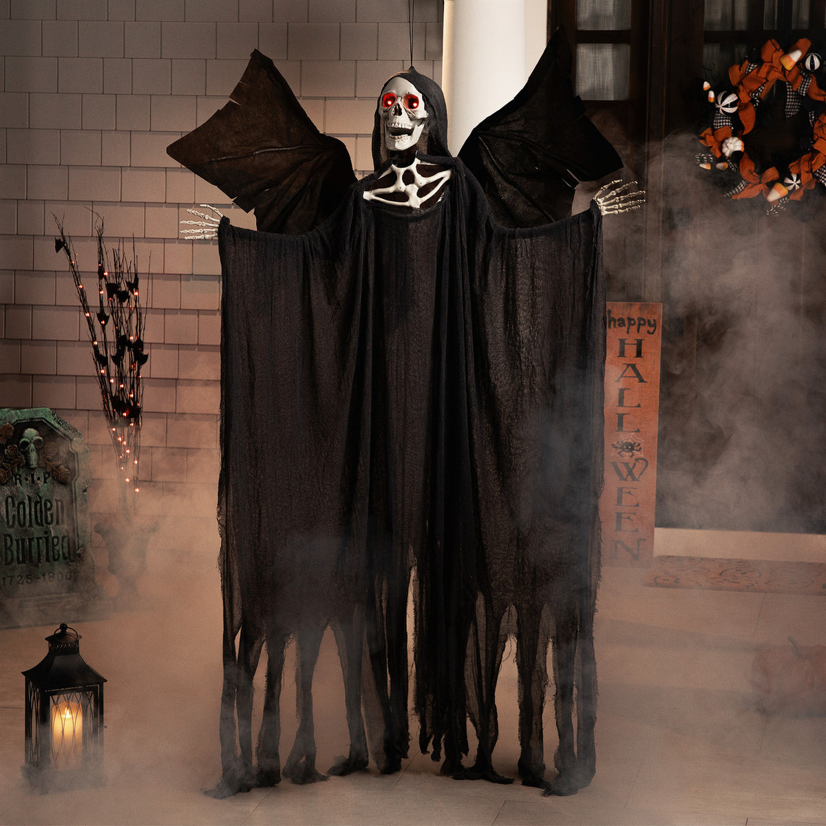 Life-Size Animated Skeleton Reaper 66&quot; Halloween Prop Decoration