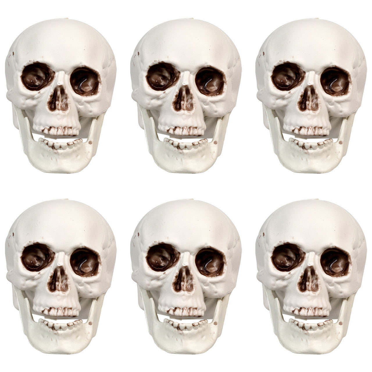 3.5" Skeleton Skull Halloween Decorations 6-Pack