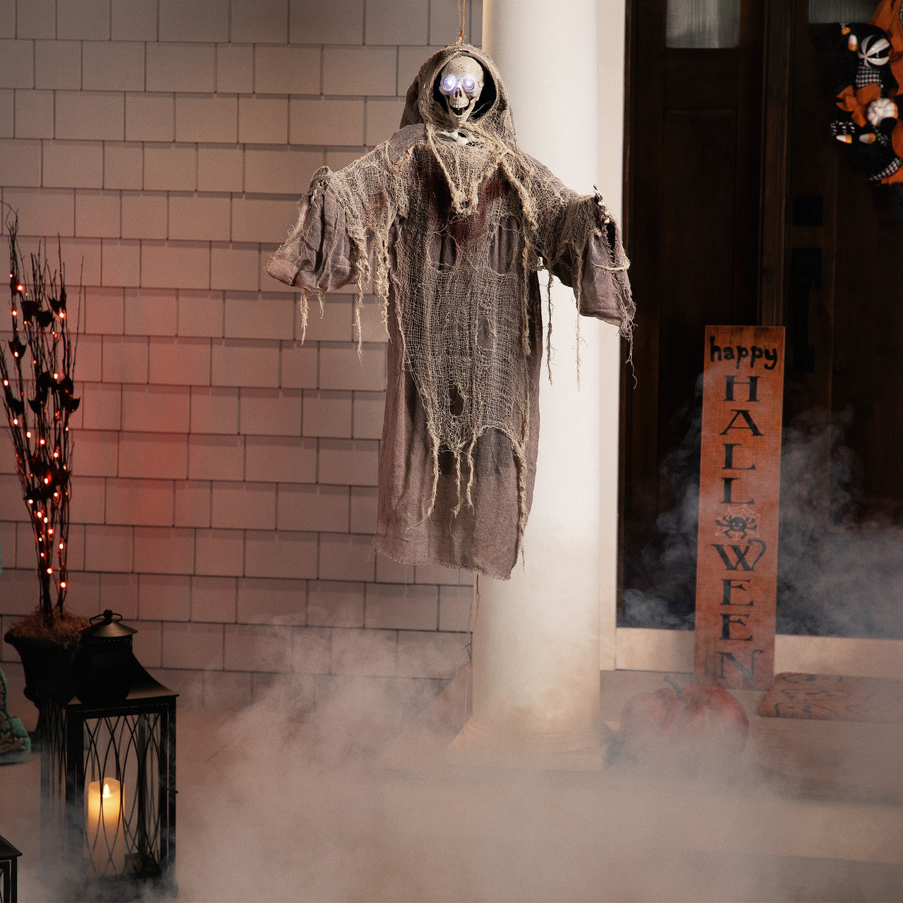 Touch-Activated Hanging Reaper 47" with Lights for Halloween Decoration