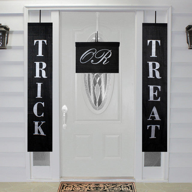 Halloween Banners Set of 3 Black and White Trick or Treat Outdoor Decoration